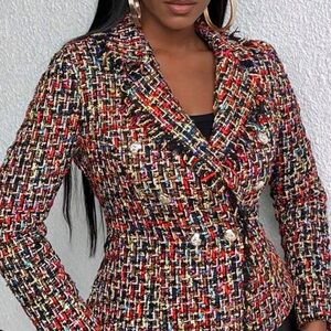 Shein Tweed Multi-Colored Women’s Blazer
